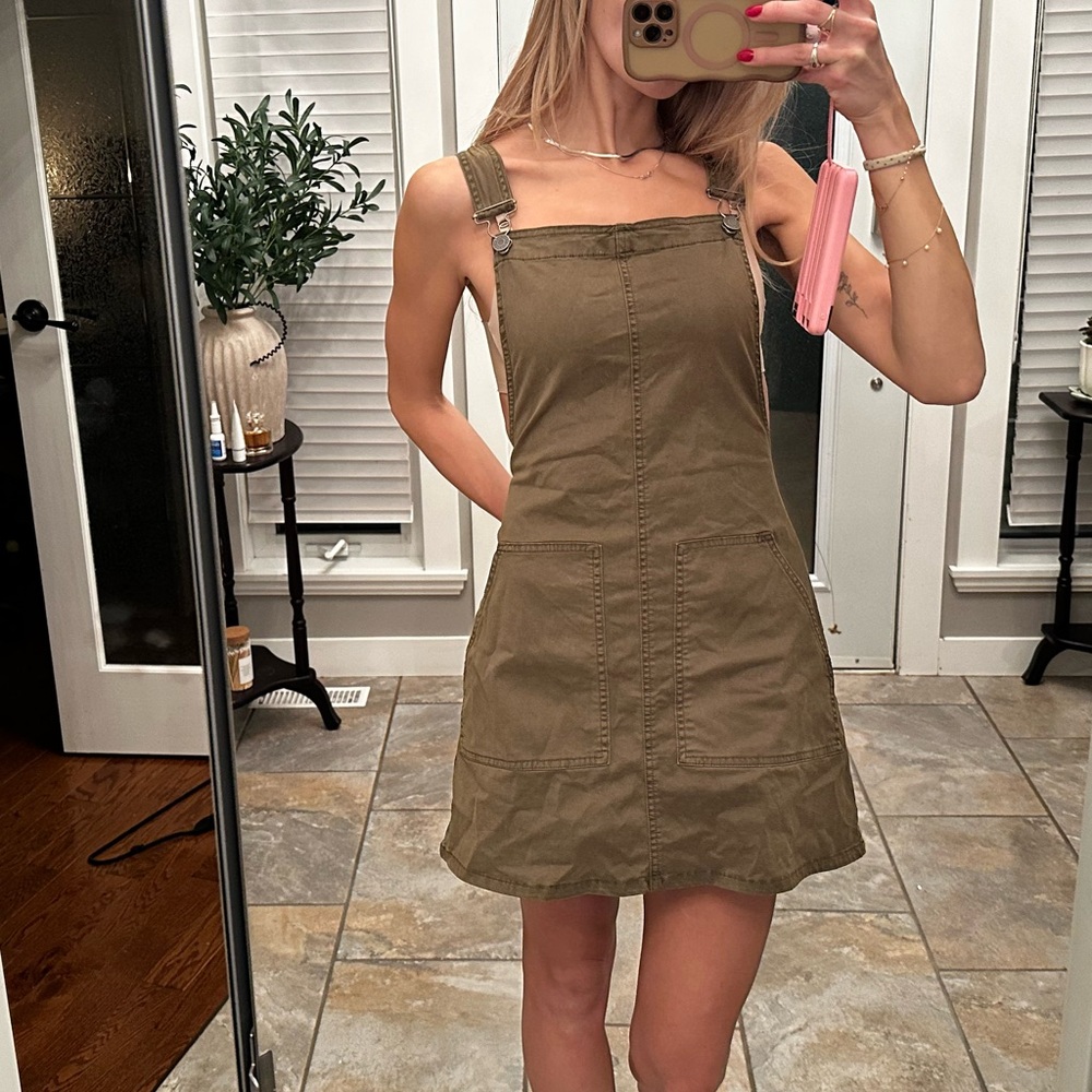 Olive Green Mini Dress overalls